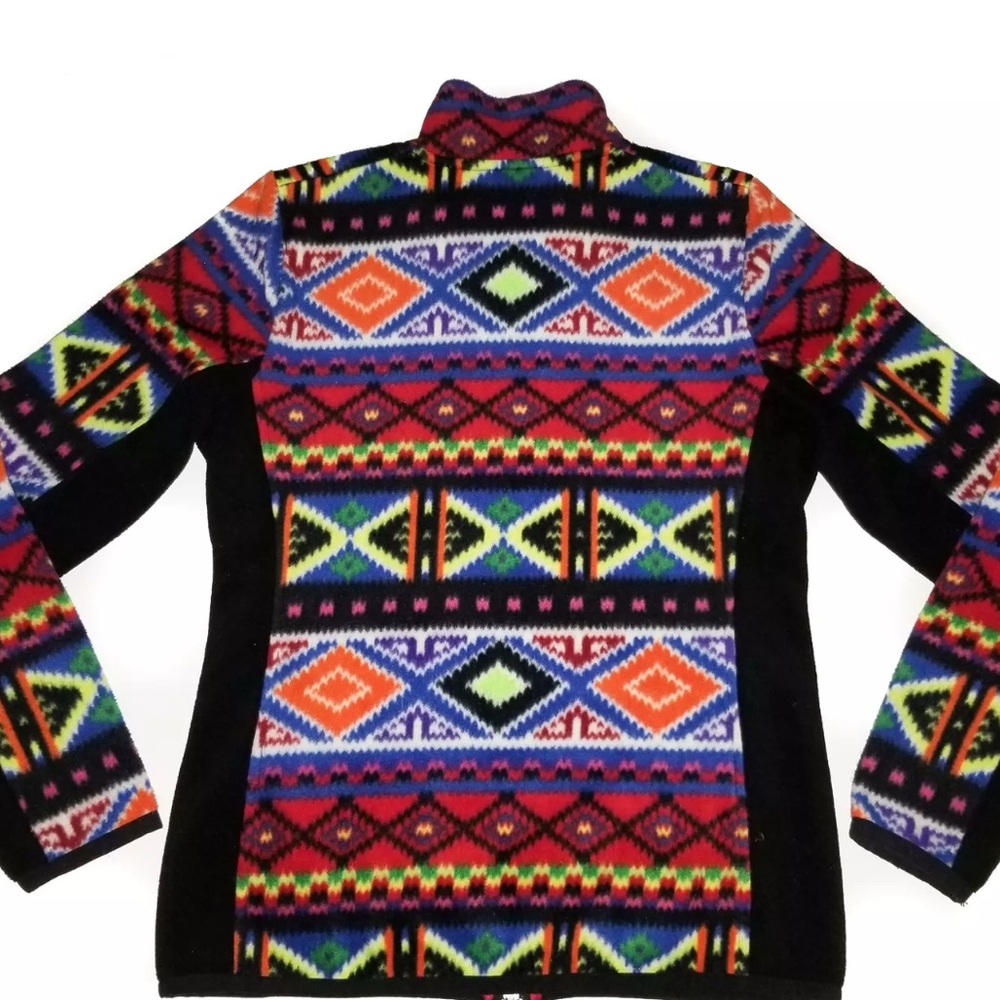 RALPH LAUREN Fleece Jacket Black Multi Aztec Southwest Full Zip EUC Womens Sz. M - Picture 2 of 9